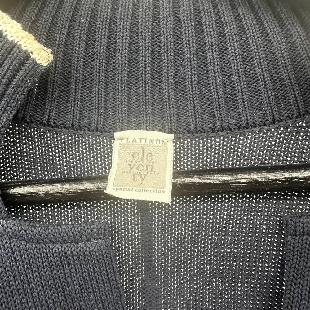 Eleventy Navy Blue Wool Cardigan